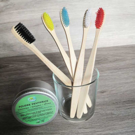 Brosse à dents colorées en bambou